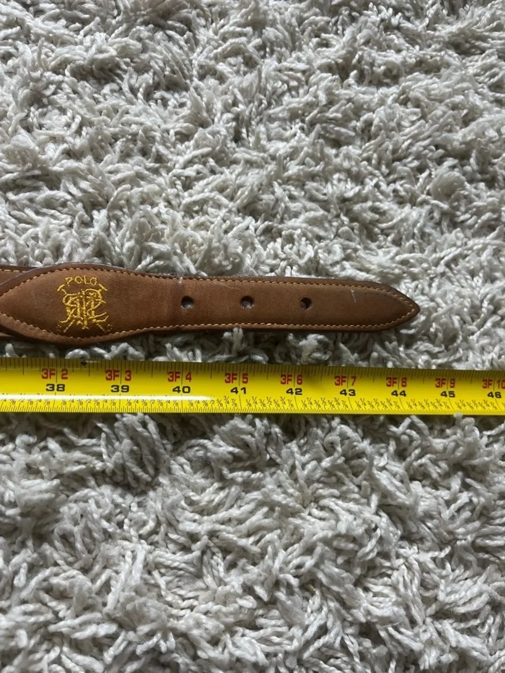 Vintage Ralph Lauren Brown Suede Leather Belt with Brass Buckle 40